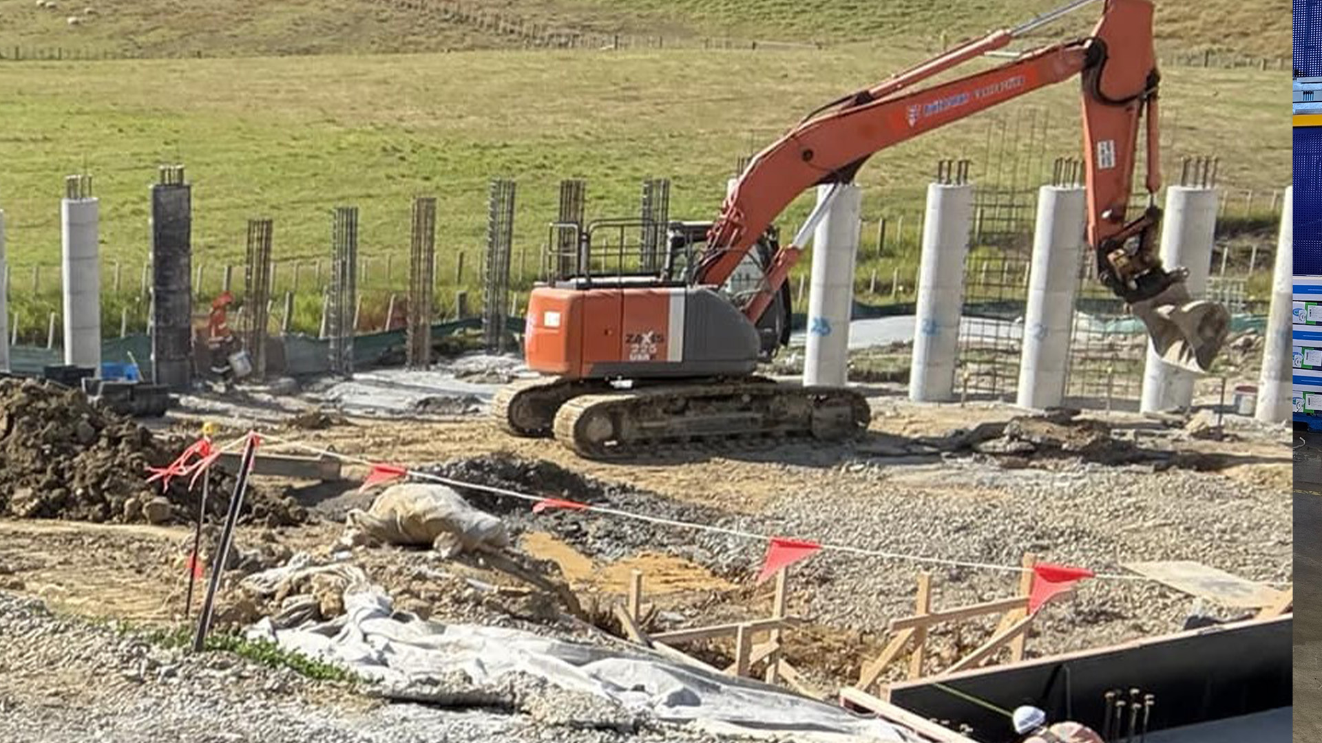 Excavator working on a civil construction site